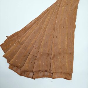Brown Mini stone Crinkled Striped Hijab | Hijab shop
