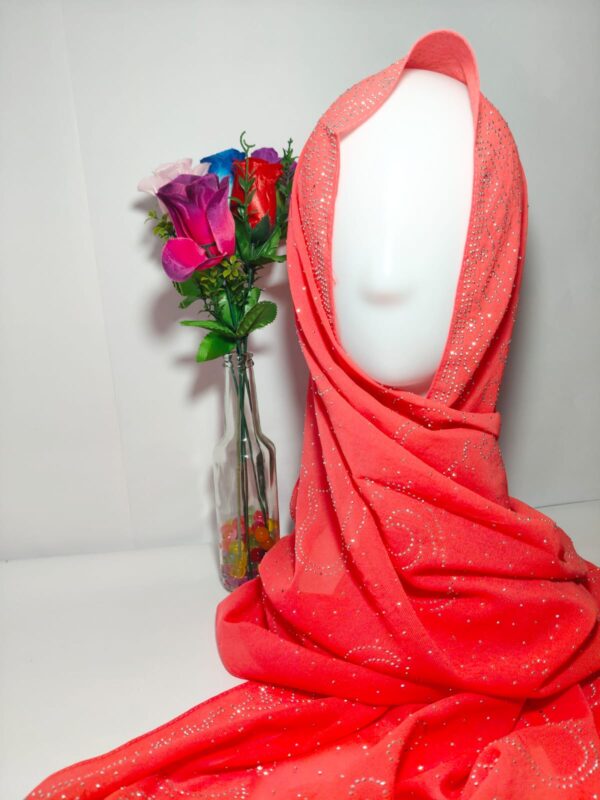 dark orange with silver rhinestone hijab - hijabshop.in sample