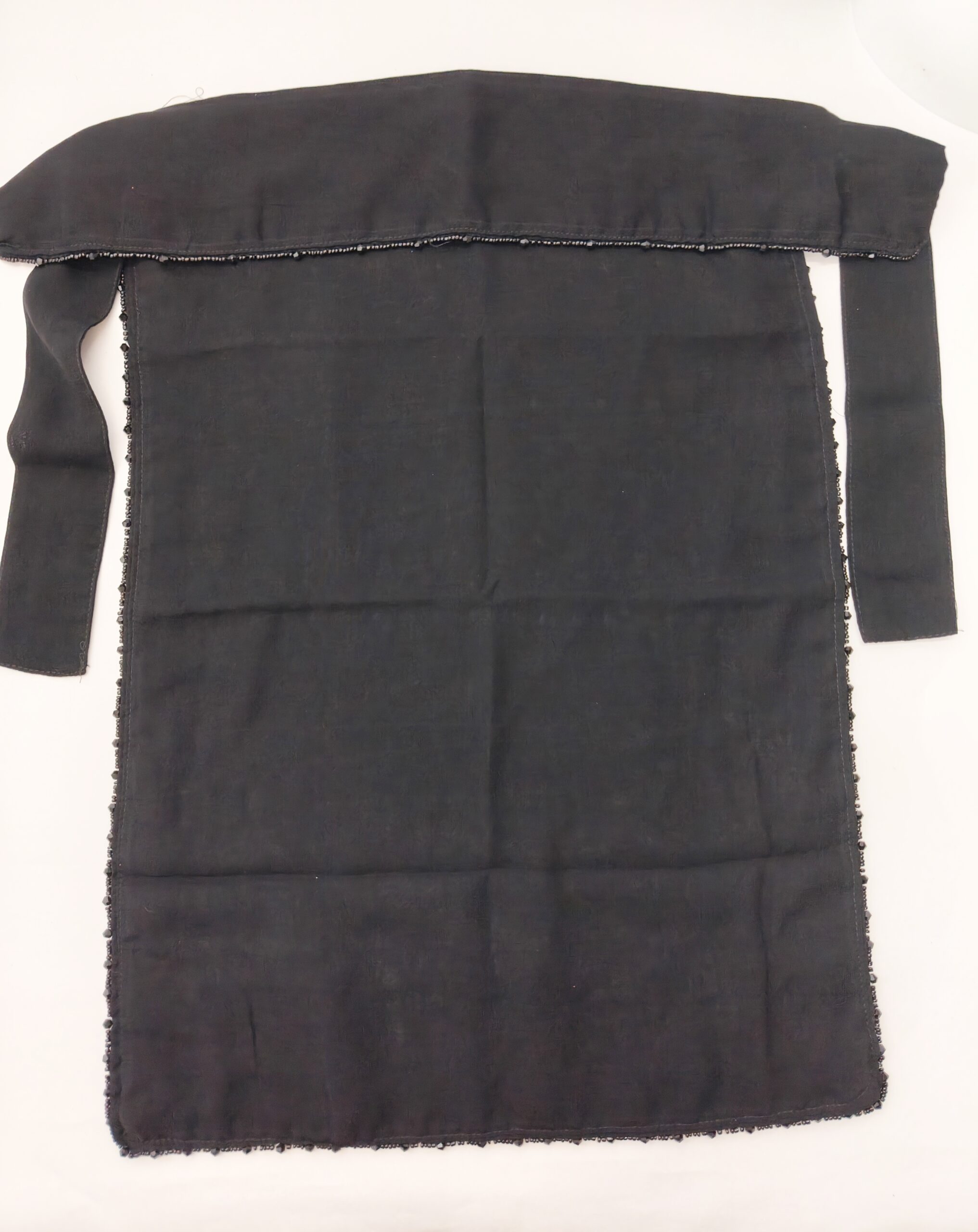 Elegant Black Single Layer Niqab with Beaded Edge