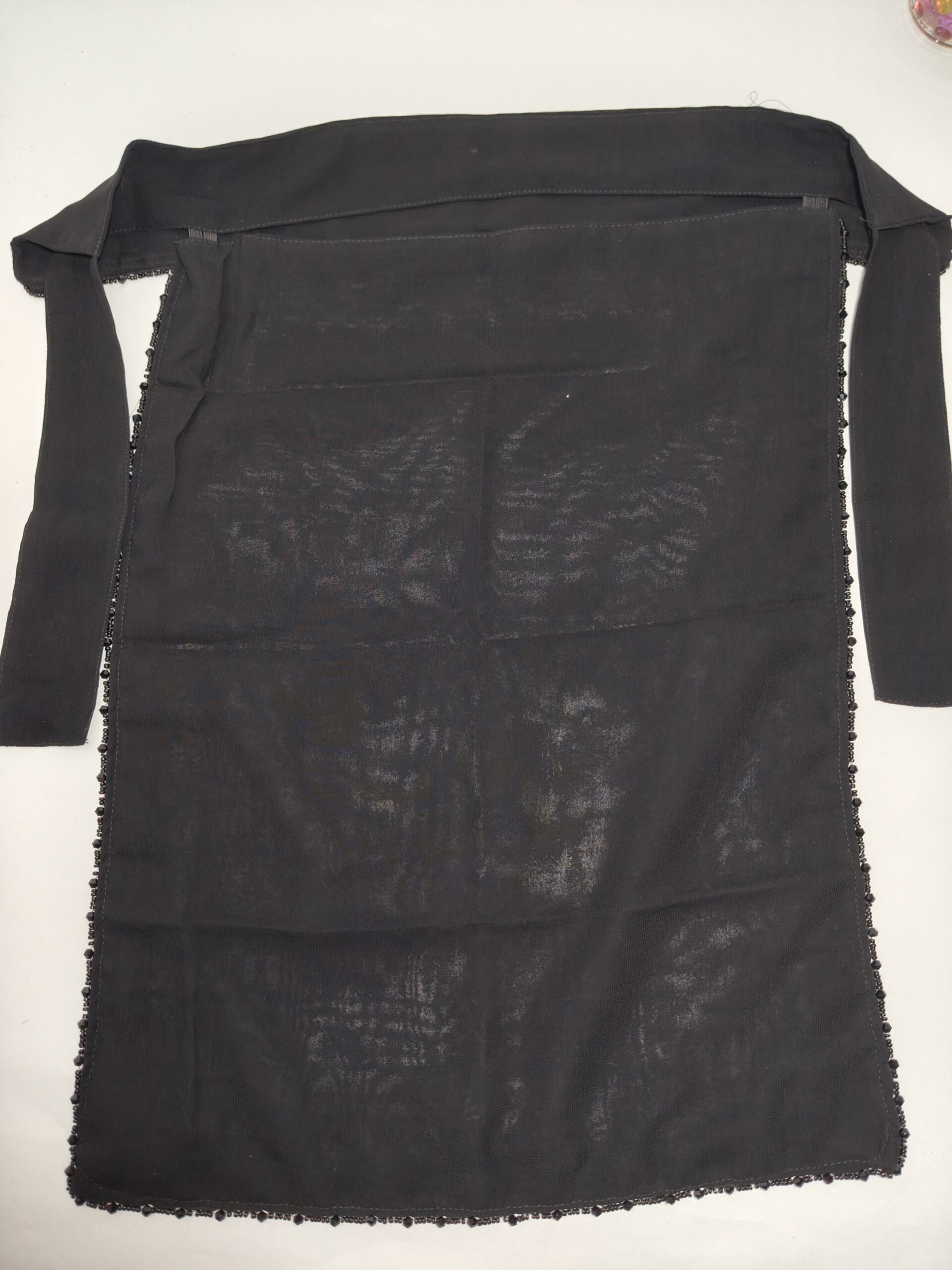 Elegant Black Single Layer Niqab with Beaded Edge - hijabshop.in - Image 5