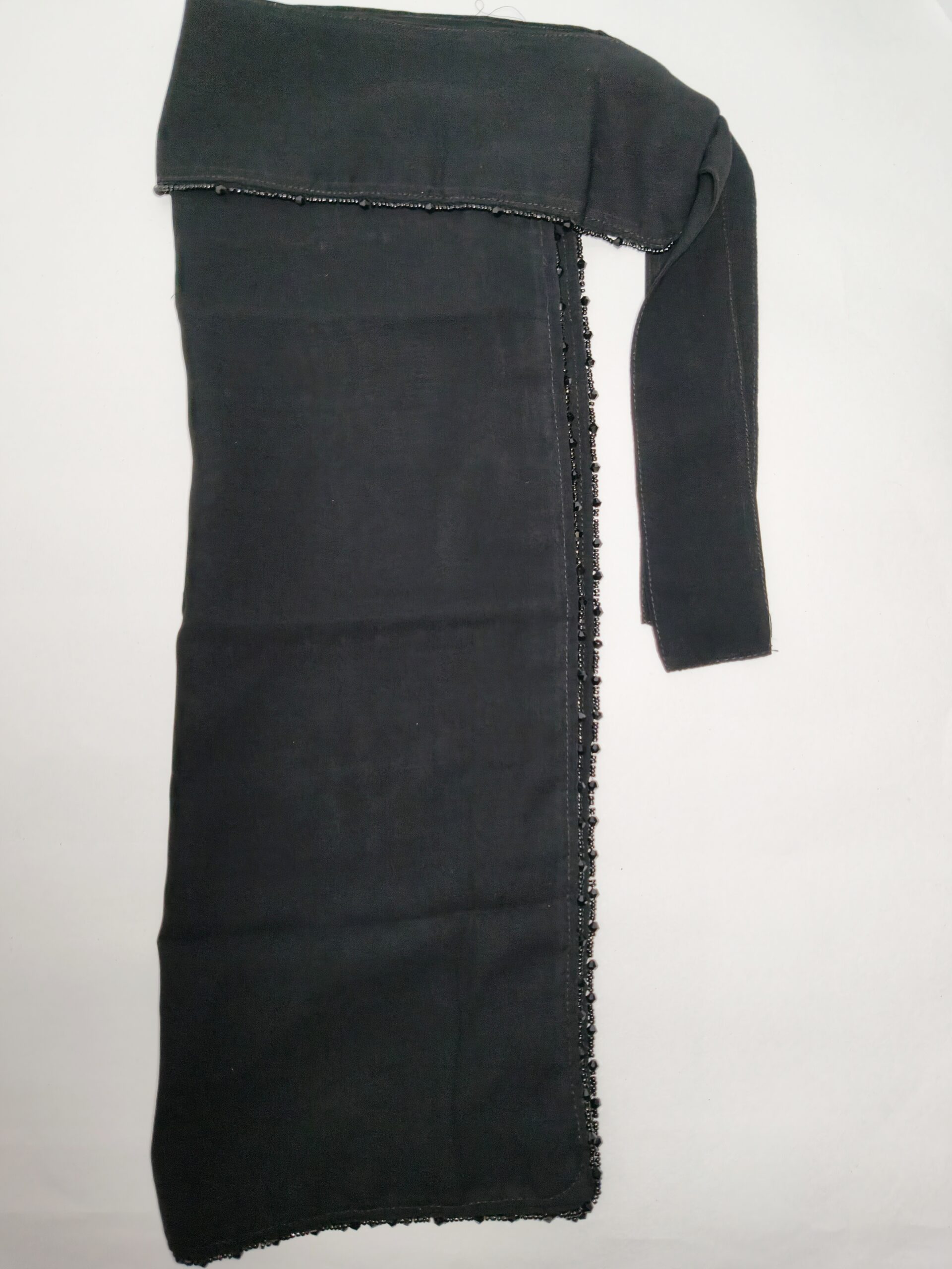 Elegant Black Single Layer Niqab with Beaded Edge - hijabshop.in - Image 3