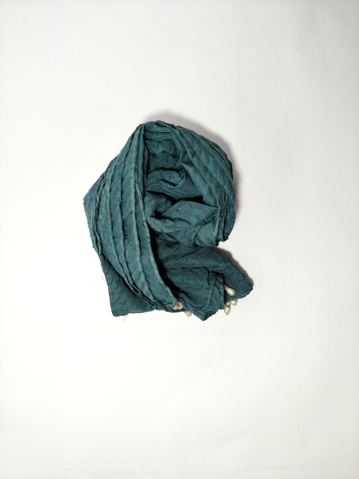 Emerald green textured hijab - hijabshop.in