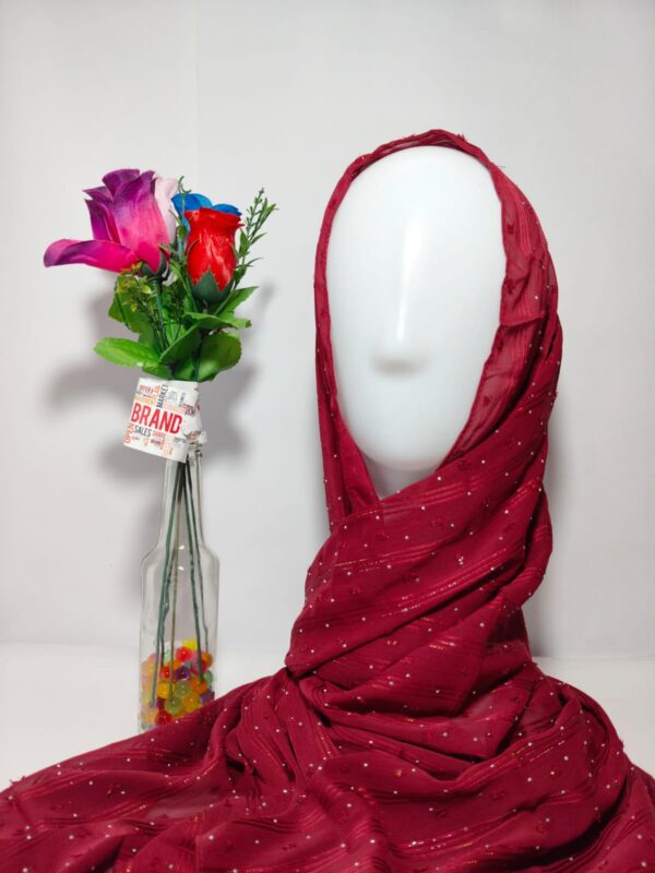 Peach Ministone Crinkled Hijab with Subtle Sparkle Accents - hijabshop.in - Image 3