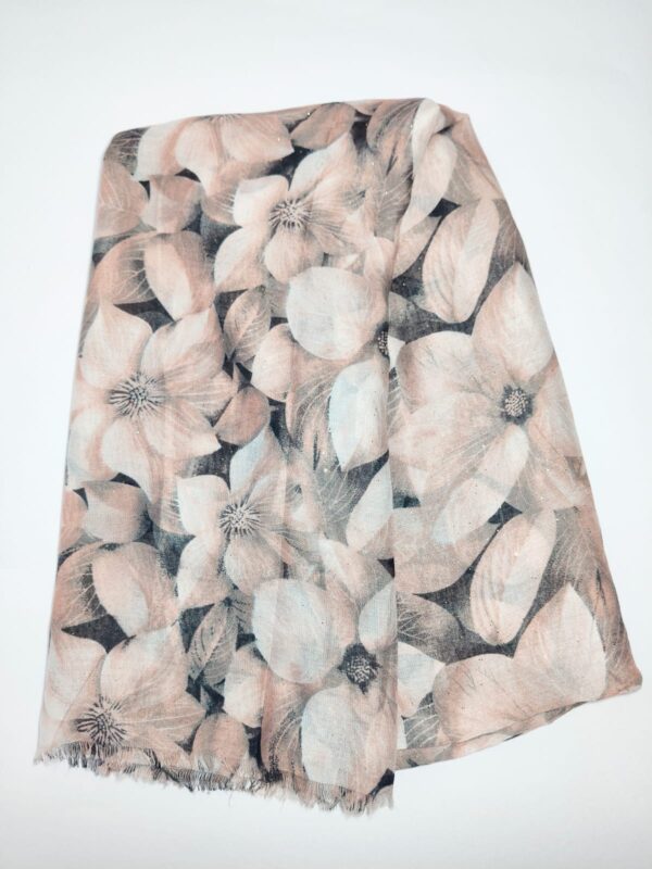 Peach & Black Floral bloom pattern Cotton Hijab - hijabshop.in - 2
