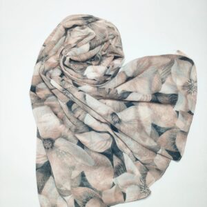 Peach & Black Floral bloom pattern Cotton Hijab - hijabshop.in