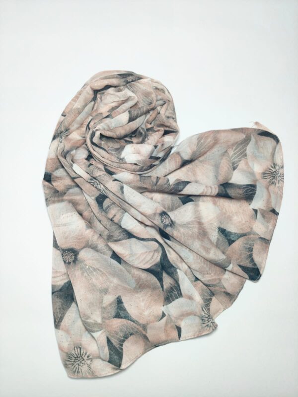 Peach & Black Floral bloom pattern Cotton Hijab - hijabshop.in
