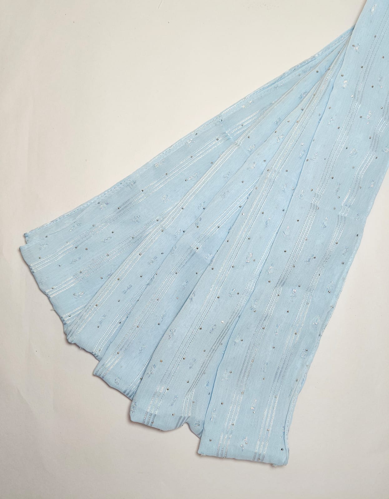 Sky Blue Ministone Crinkled Hijab - hijabshop.in