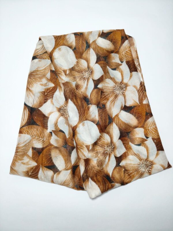 Warm Brown Floral Cotton Hijab - hijabshop.in 2
