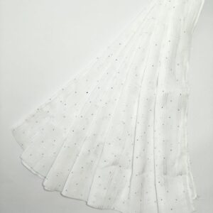 White Mini stone Crinkled striped Hijab - Hijabshop.in