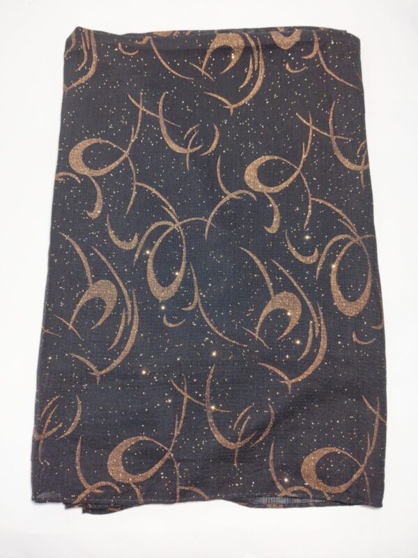 abstract swirl pattern with tiny gold specks glittered black hijab - hijabshop.in 2