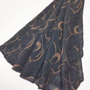 abstract swirl pattern with tiny gold specks glittered black hijab - hijabshop.in