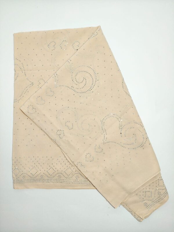 cream beige with silver rhinestone hijab - hijabshop.in