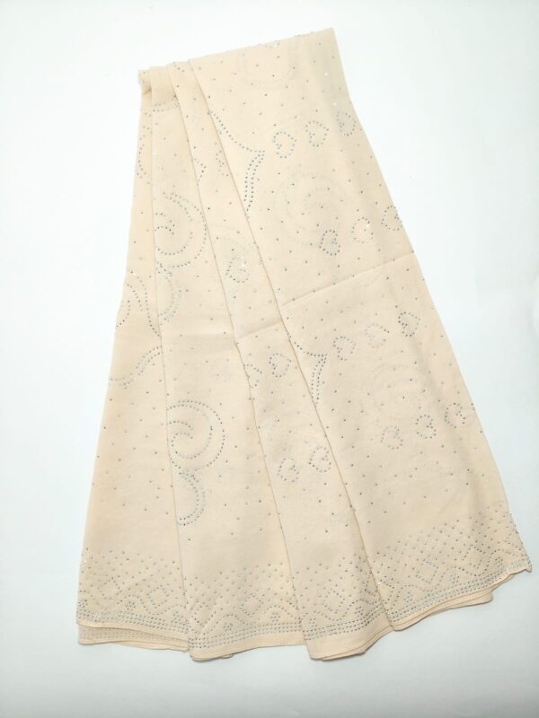 cream beige with silver rhinestone hijab - hijabshop.in