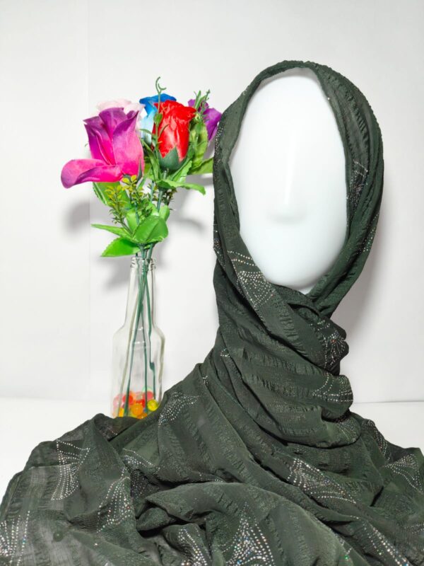 Deep Maroon Crinkled & Striped Hijab - hijabshop.in - Image 3