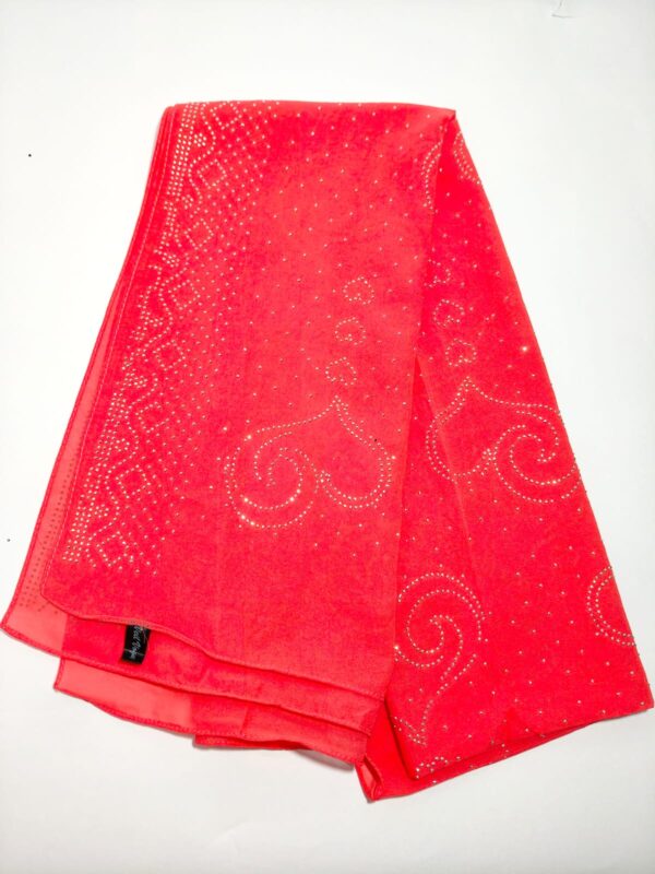 dark orange with silver rhinestone hijab - hijabshop.in 2