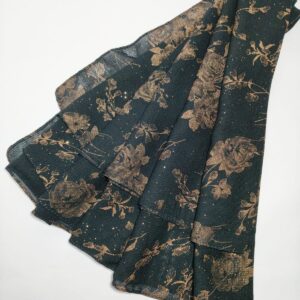 floral print with tiny gold specks glittered black hijab - hijabshop.in