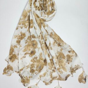 golden brown floral pattern hijab - hijabshop.in
