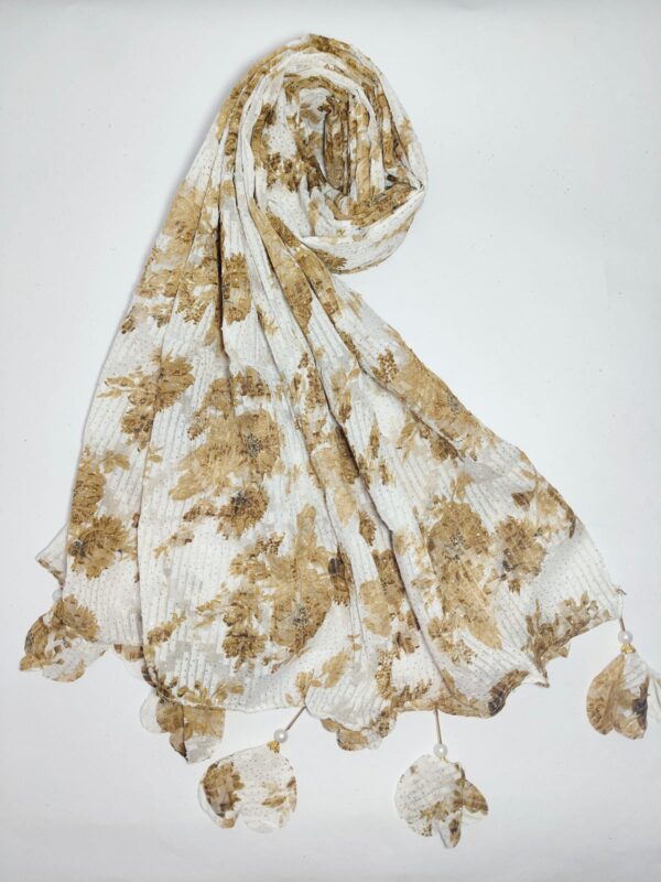 golden brown floral pattern hijab - hijabshop.in