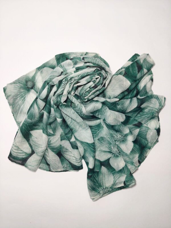 green floral cotton hijab - hijabshop.in