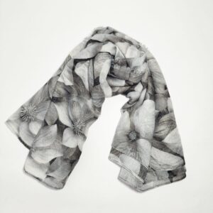 grey and white floral cotton hijab - hijabshop.in
