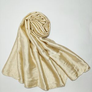light golden satin hijab – luxurious & stylish for weddings