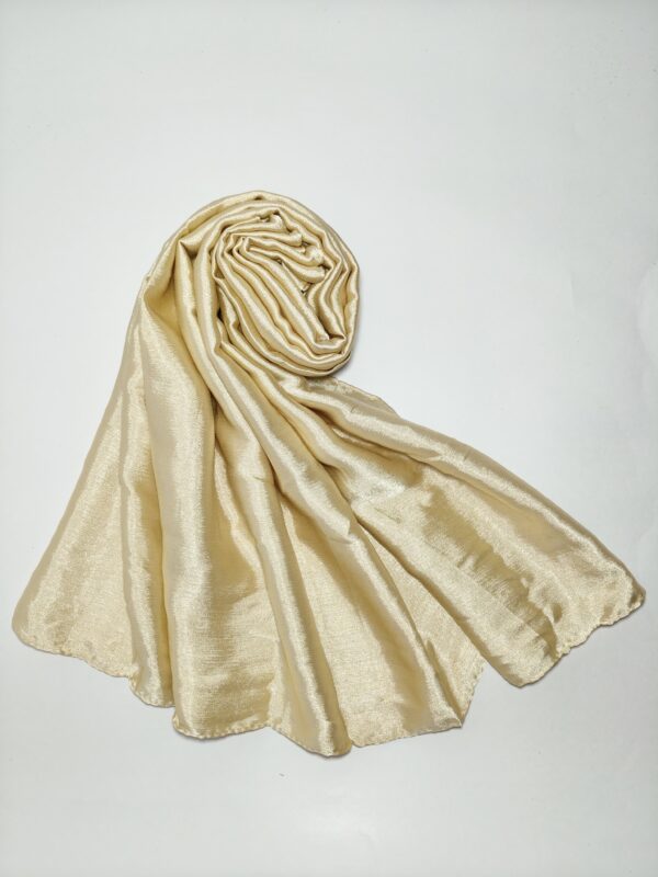 light golden satin hijab – luxurious & stylish for weddings