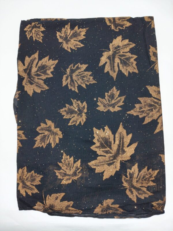 maple leaves print glittered black hijab - hijabshop.in 2