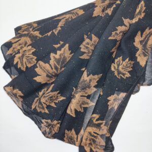 maple leaves print glittered black hijab - hijabshop.in