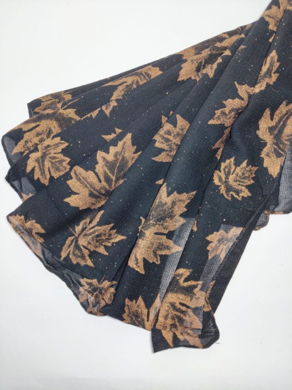 maple leaves print glittered black hijab - hijabshop.in