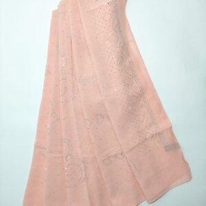 peach pink with silver rhinestone hijab - hijabshop.in