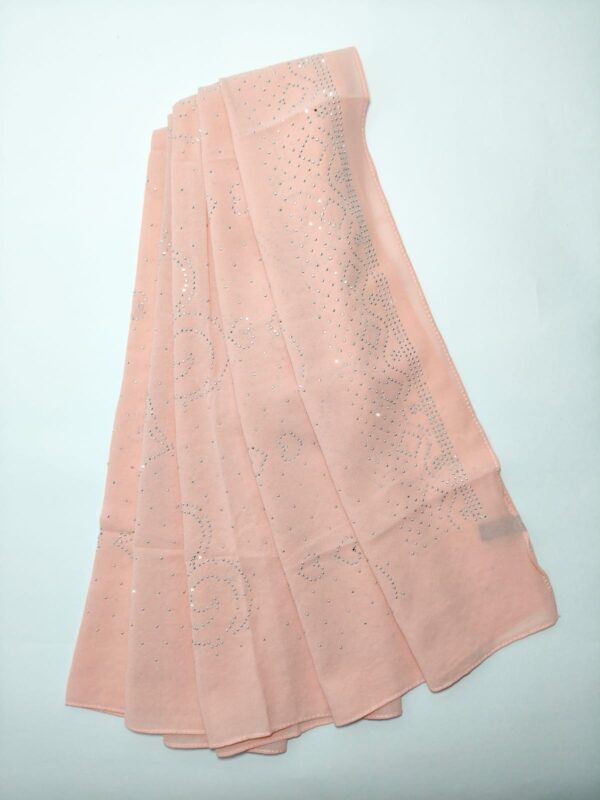 peach pink with silver rhinestone hijab - hijabshop.in