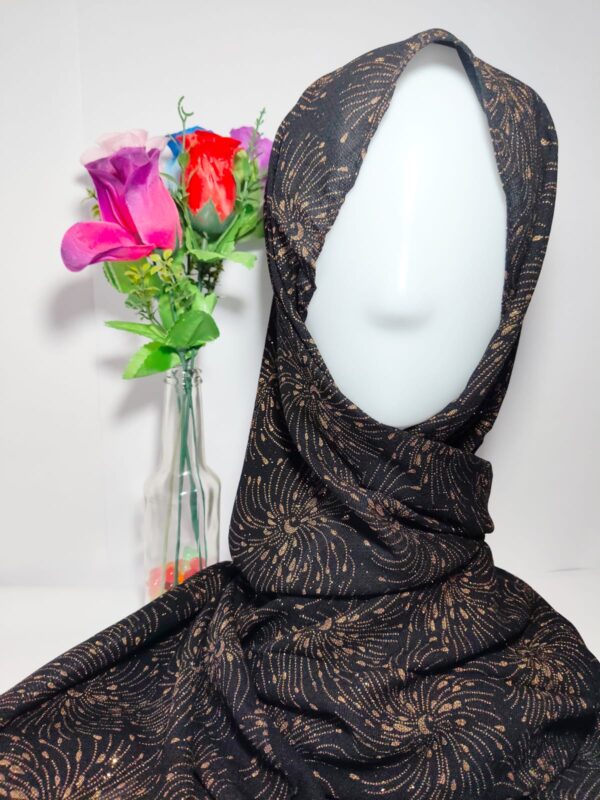 tiny gold specks glittered black hijab sample - hijabshop.in