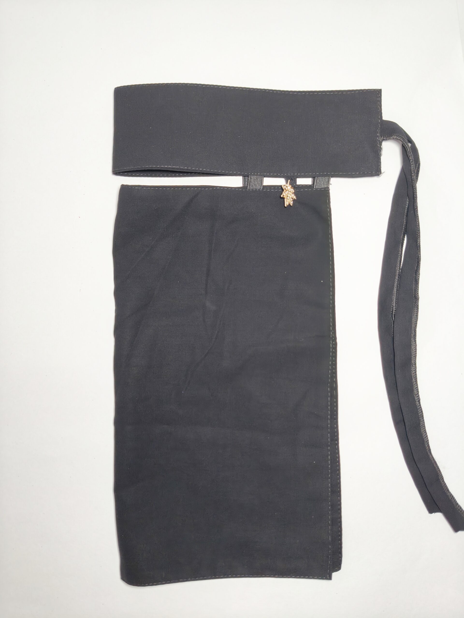 Classic Black Half Niqab with Side Tie & Gold Charm - hijabshop.in - Image 6