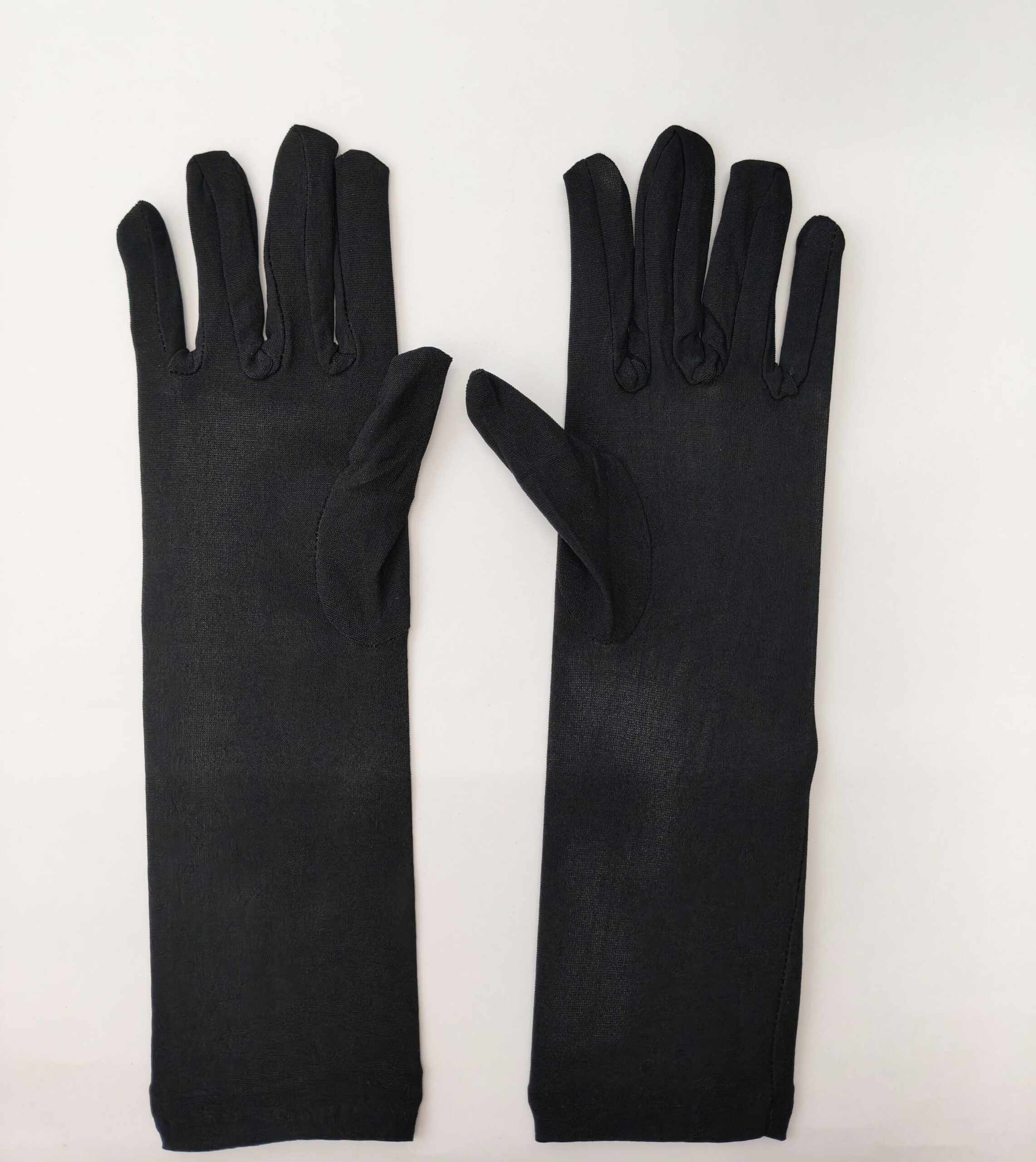 Elegant Black Stretchable Floral Embroidered Full-Length Gloves - hijabshop.in - Image 3